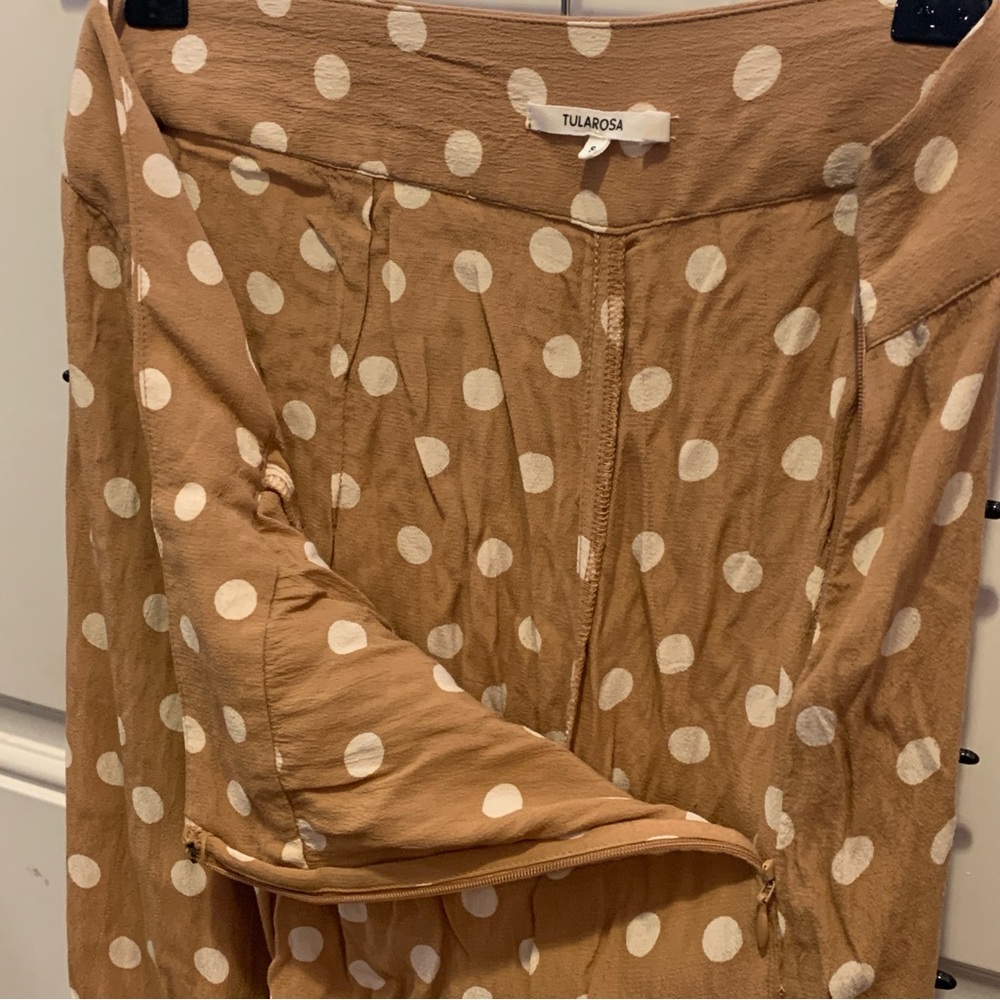 Tularosa Latte Tan White Polka Dot Maxi Marley Pant Viscose Trousers S $148.00 - Picture 10 of 14